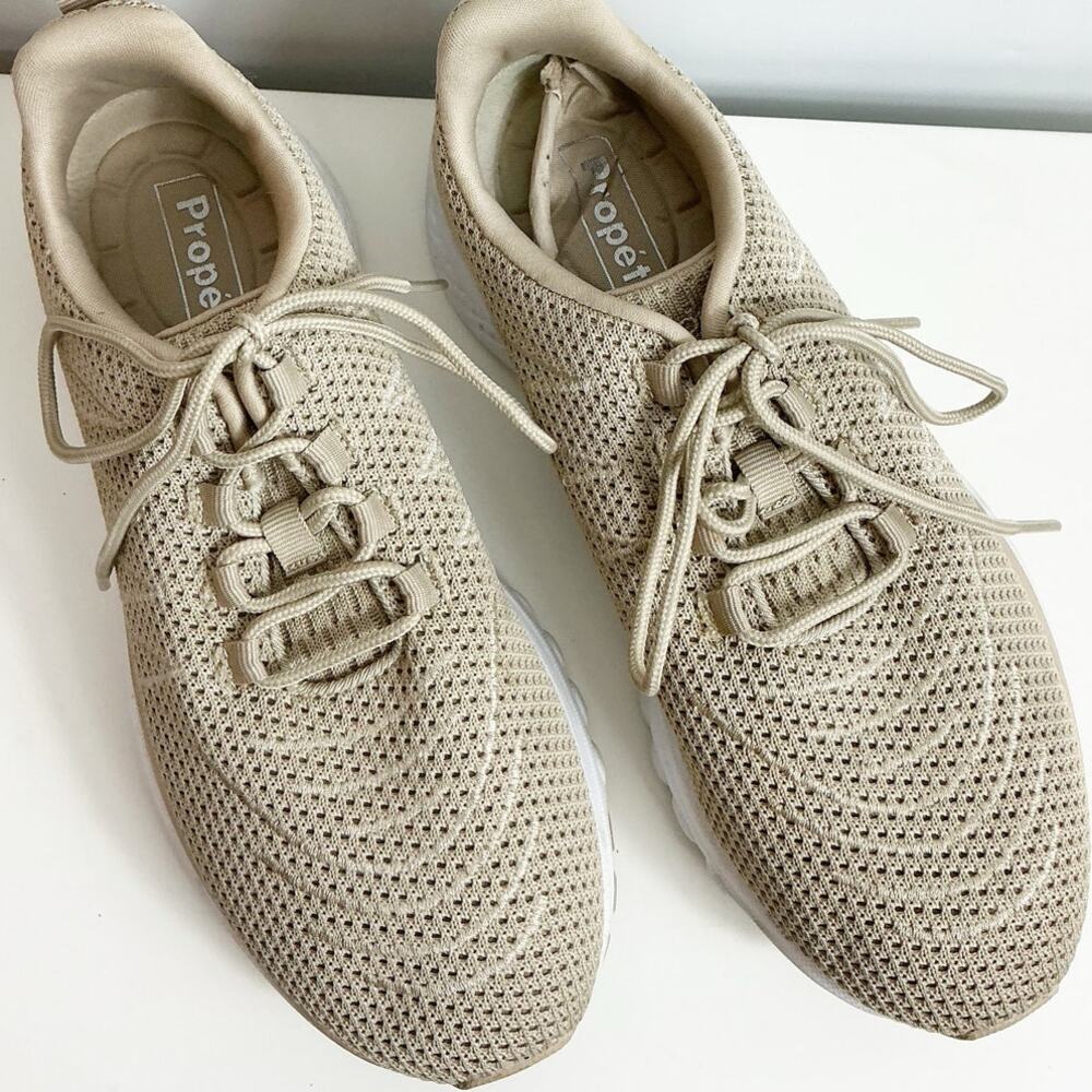 Propet Womens Tour Knit Shoes Tan/Sand White WAA112M Size 8.5 Wide